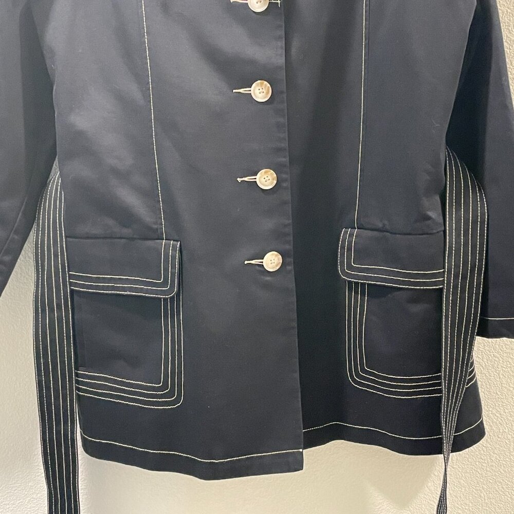 OLD NAVY Vintage (SP06) Trench/Pea Coat Long Sleeve Belted, Black - XXL - Picture 3 of 11